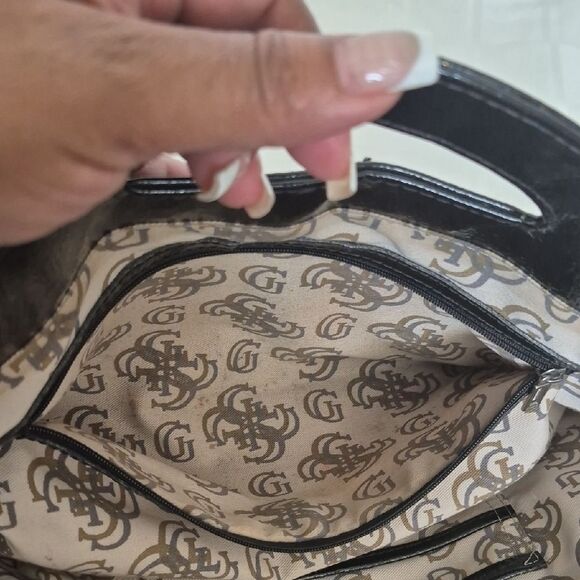 Guess Clutch Black Handbag with Silver Accents - Picture 10 of 16